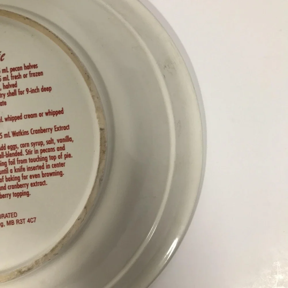 Watkins 1999 Cranilla Pecan Pie Plate Ceramic Winter Victorian House Sleigh 5901